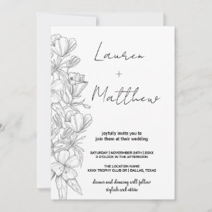 Graue Blume Art Wedding Einladungen