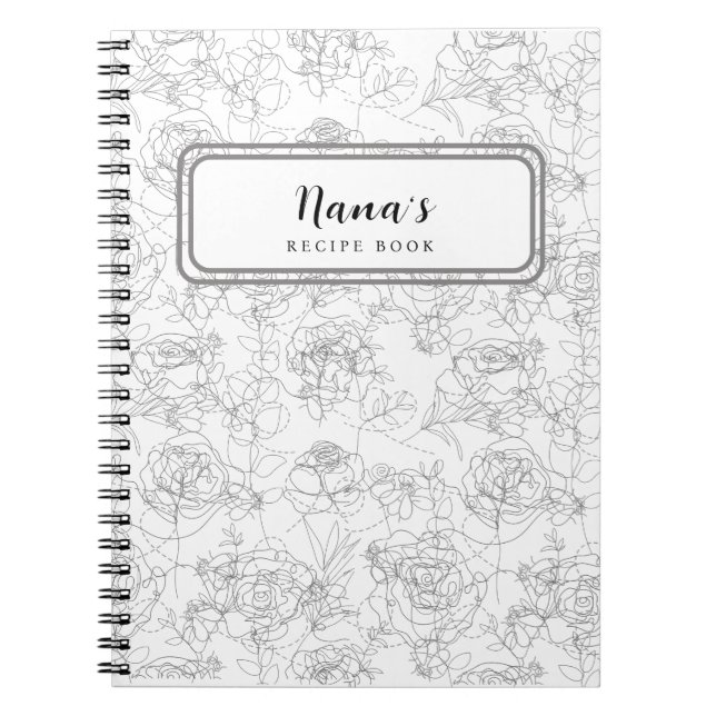 Graue Blume Blumenmuster Rezeptur Buch (Vorderseite)