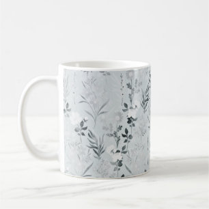 Graue Blume Malerei botanisch Kaffeetasse