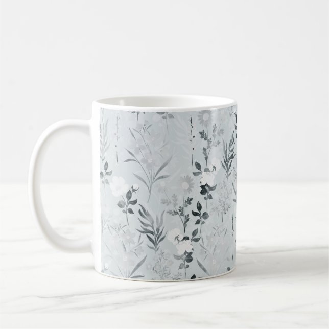 Graue Blume Malerei botanisch Kaffeetasse (Links)