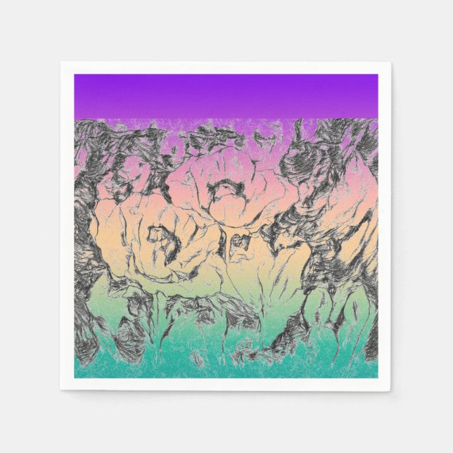 Graue Blume, Pfefferlinge, Blumengras Serviette (Vorderseite)