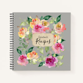 Graue Blume Rezept Kochbuch Spiral Notebook Notizbuch