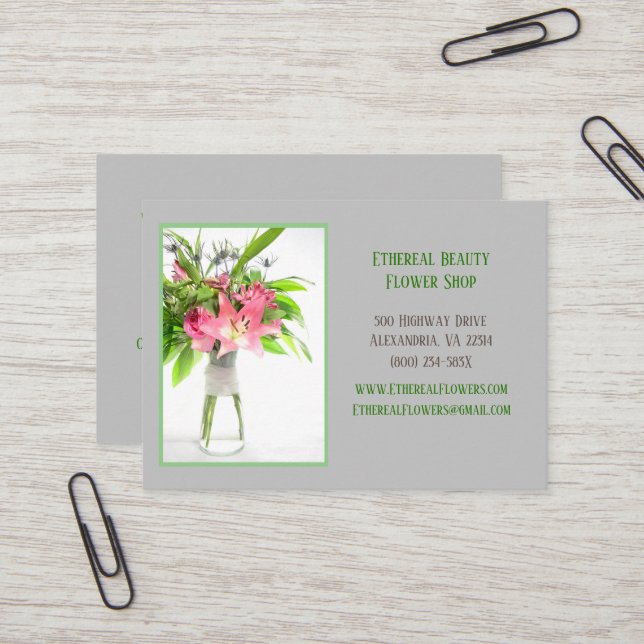 Graue Blume Visitenkarte (Vorderseite/Rückseite Beispiel)