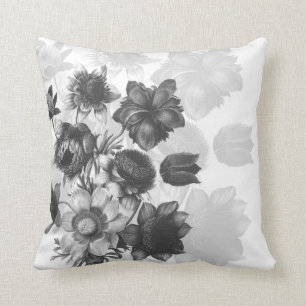 Graue Blumen-Blumenstrauß-Gewohnheits-Kissen Kissen