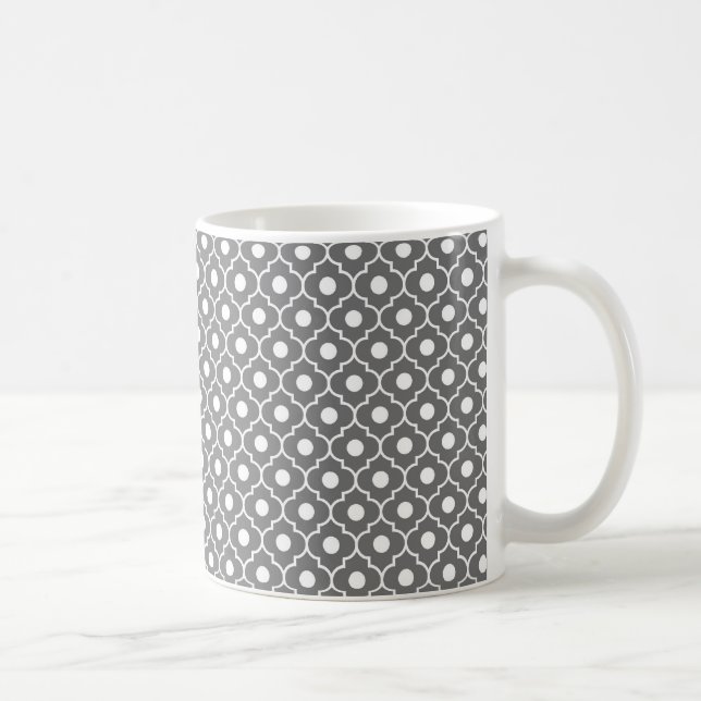 Graue Blumen-Rauten-Muster-Kaffee-Tasse Kaffeetasse (Rechts)