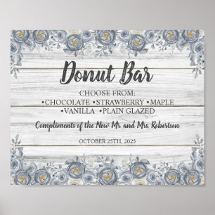 Graue Blumenelemente   Donut-Bar Brautparty Hochze Poster