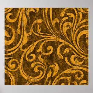 Graue, blumige, hochauflösende, nahtlose Textur. Poster