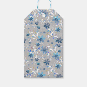 Graue Blüte , Retro , grau , blau , elegant Geschenkanhänger