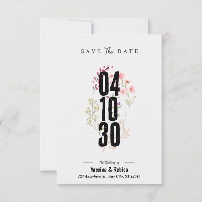 Graue Blüte Save the Date A4 Dokument (Vorderseite)