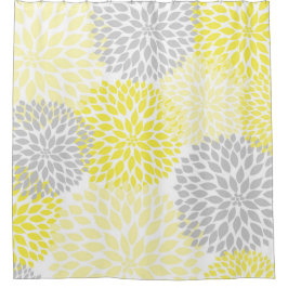 Graue Blüten Duschvorhang