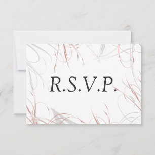 Graue Blüten und rosafarbene Schwünge Hochzeits-RS RSVP Karte