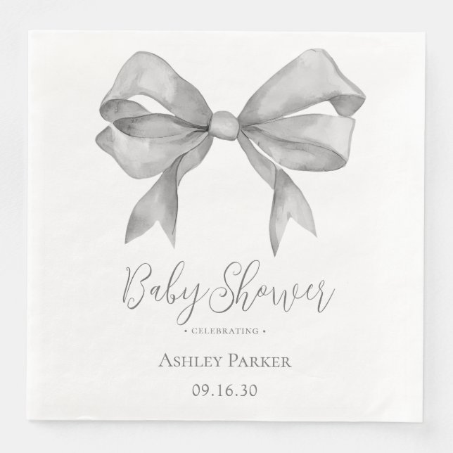 Graue Bow Boy Baby Dusche Serviette (Vorderseite)