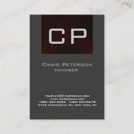 Graue, braune rote Monogram-Visitenkarte Visitenkarte