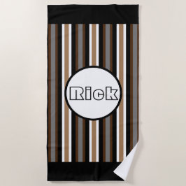 Graue, braune und schwarze Streifen mit Namen Strandtuch