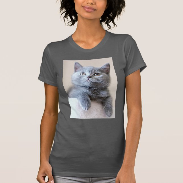 Graue britische Shorthair Katze T-Shirt (Vorderseite)