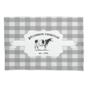 Graue Buffalo Karierte Farm Cow Kissen Case Kissenbezug