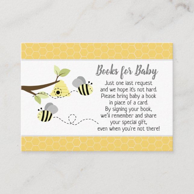 Graue Bumble Bee Baby Shooting Cards Begleitkarte (Vorderseite)