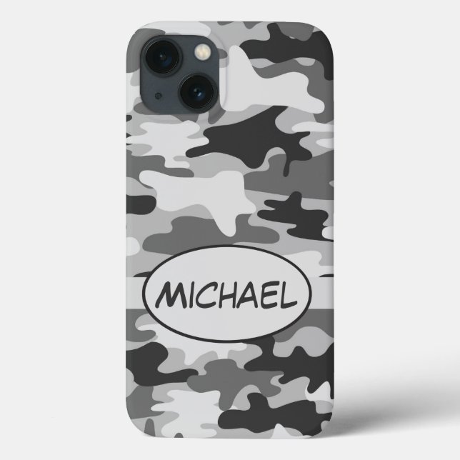 Graue Camouflage Camouflage Name Personalisiert Case-Mate iPhone Hülle (Rückseite)