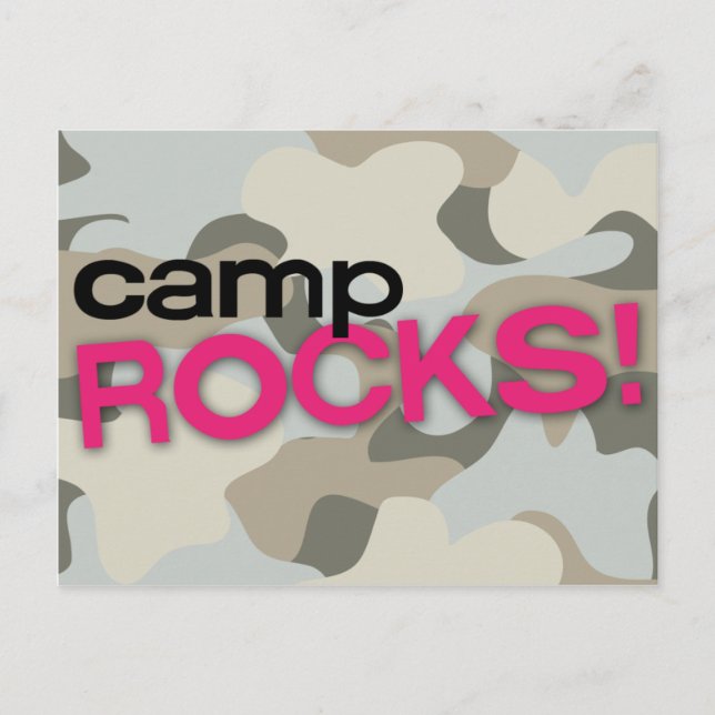 Graue Camouflage CAMP ROCKS! Postkarte (Vorderseite)