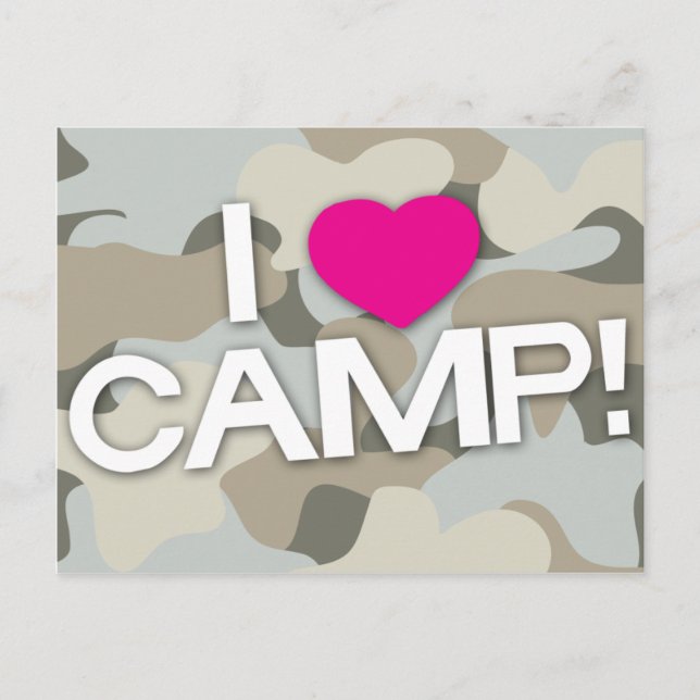 Graue Camouflage I LIEBE CAMP! Postkarte (Vorderseite)