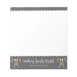 Graue Candy Cane Festive Personalisierte Notizblock