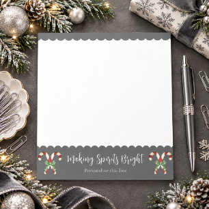 Graue Candy Cane Festive Personalisierte Notizblock