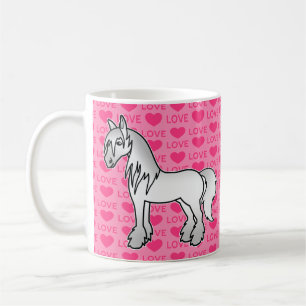 Graue Cartoon Gypsy Vanner Shire Clydesdale Liebe Tasse