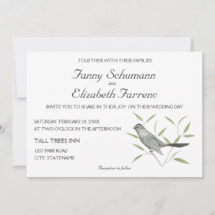 Graue Catbird Bird Art Wedding Einladung