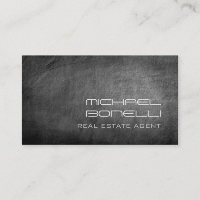 Graue Chalkboard Real Anwesen Agent Business Card Visitenkarte (Vorderseite)