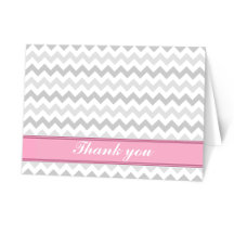 Graue Chevron Rosa individuelle Dankeskarten