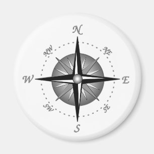 Graue Compass-Rose Magnet