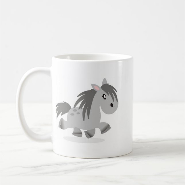 Graue Connemara Pony-Cartoon-Tasse Kaffeetasse (Links)