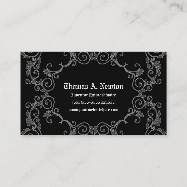 Graue Damaskus Calling Card Gothic Business Card Telefonnummerkarte (Vorderseite)