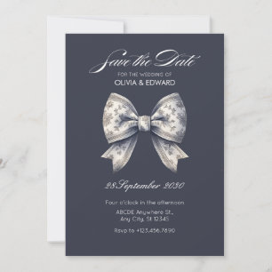 Graue dekorative Hochzeitsschleife Save The Date