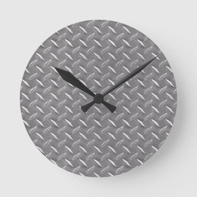 Graue Diamant-Platte Runde Wanduhr (Vorderseite)