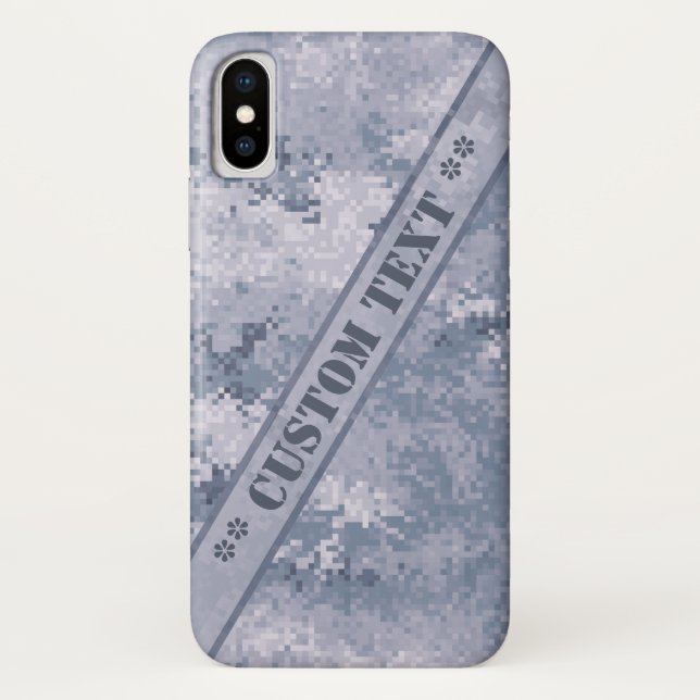 Graue Digi-Camouflage mit benutzerdefiniertem Text Case-Mate iPhone Hülle (Rückseite)
