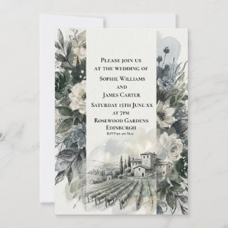 Graue Distel-Landschaft-Hochzeitseinladung Einladung