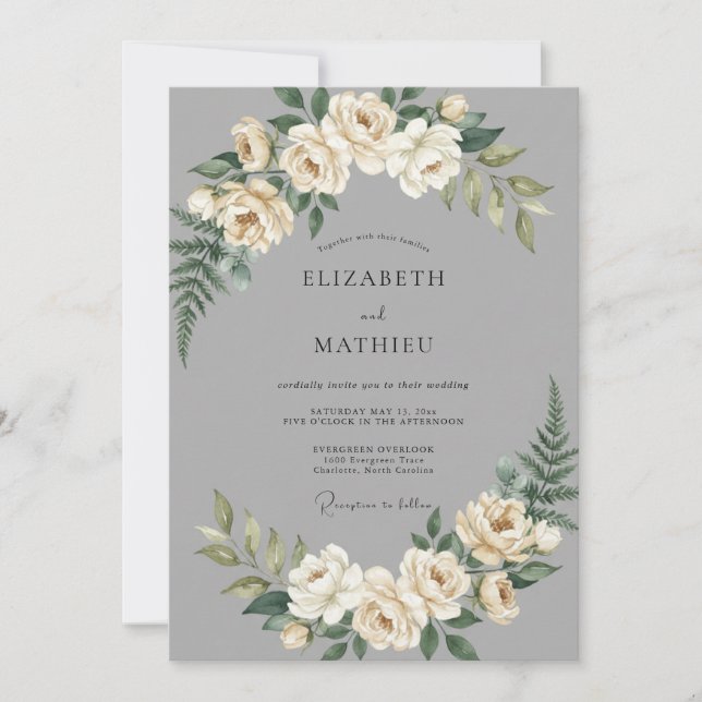 Graue distinguierte klassische Hochzeit Einladung (Vorderseite)