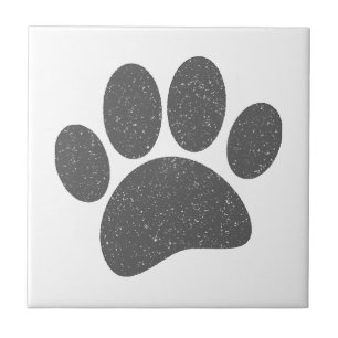 Graue Dog Paw Print Cartoon Altes Papier drucken Fliese