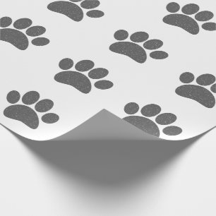 Graue Dog Paw Print Cartoon Altes Papier drucken Geschenkpapier