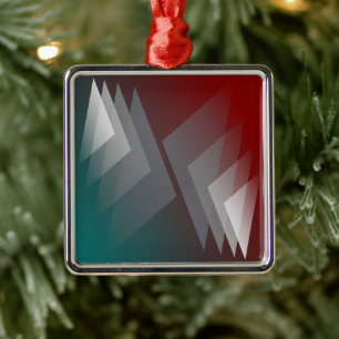Graue Dreiecke auf aquamarinem Bordeaux Ornament Aus Metall