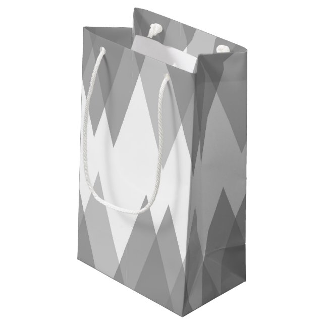 Graue Dreiecke Kleine Geschenktüte (Rückseite Schrägansicht)