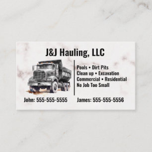 Graue Dump Truck Business Card Visitenkarte