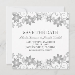 Graue einfache florale Save-the-Date-Einladung Einladung