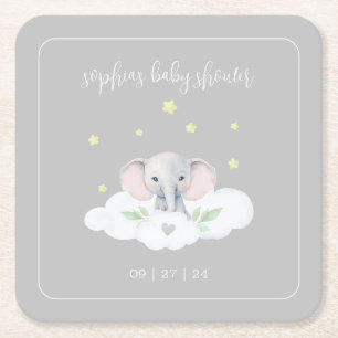 Graue Elefant Little Peanut Baby Duschgeschirr Rechteckiger Pappuntersetzer