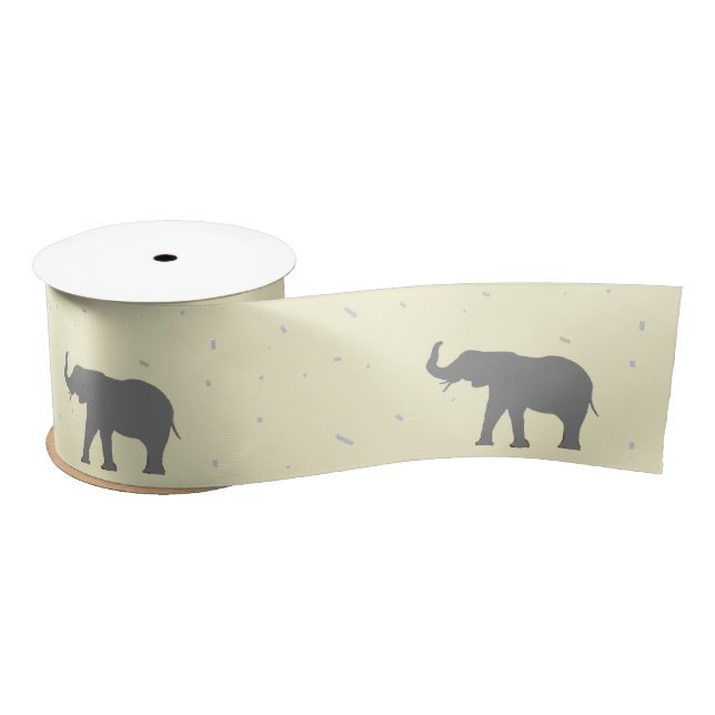 Graue Elefant-Silhouette Satinband (Spule)