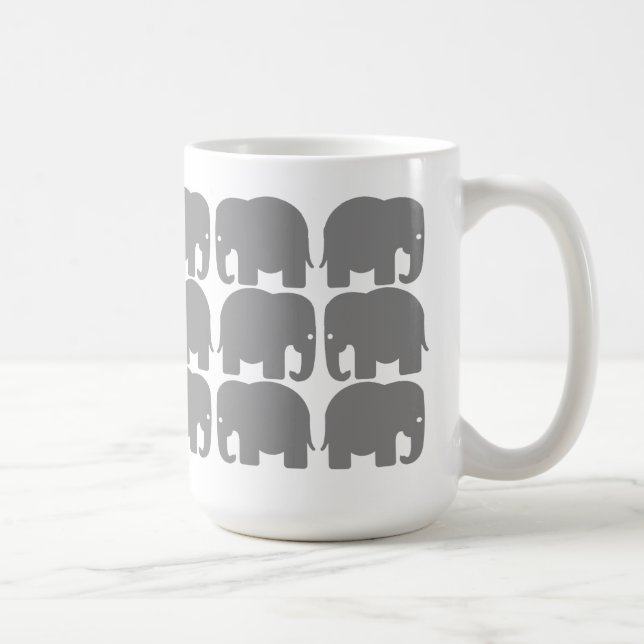 Graue Elefant-Silhouette-Tasse Tasse (Rechts)