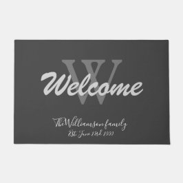 Graue Elegant Monogram Name Cool Wedding Welcome Fußmatte