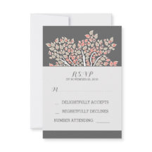 Graue, elegante alte Baumzweige Hochzeit RSVP-Kart