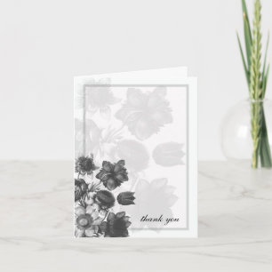 Graue elegante Blumen Hochzeitskarten Dankeskarte